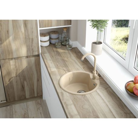 Deante FORTISSIMO Gránit mosogató, kör, 1 medence, 480 x 480 mm, homok
